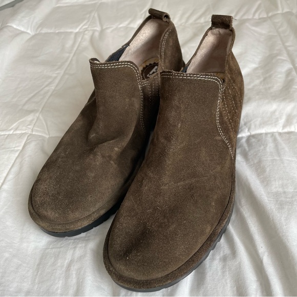 Fly London Wate Slip On Suede Ankle Booties Brown Women’s Size 8/39 - Picture 2 of 12